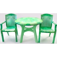 Набор мебели из пластика Лессир, стол круглый Премиум и 2 кресла N7 Премиум-1, цвет: весенне-зеленый