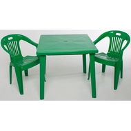 Набор мебели из пластика, квадратный стол и 2 кресла Комфорт-1, цвет: зеленый