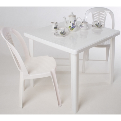 Набор мебели из пластика, квадратный стол и 2 стула Стандарт-2, цвет: белый