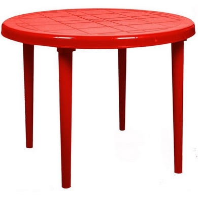 Стол из пластика круглый, D 90 см, цвет: красный