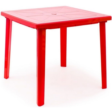 Стол из пластика квадратный, цвет: красный