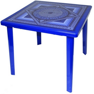 Стол из пластика квадратный с деколем Сапфир, цвет: синий