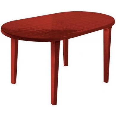 Стол из пластика овальный, цвет: красный