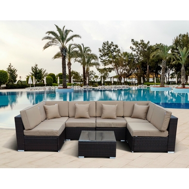 Комплект мебели Малага YR822BB brown-beige (диван + стол)