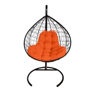 Подвесное кресло XL (ротанг, чёрное с оранжевой подушкой)