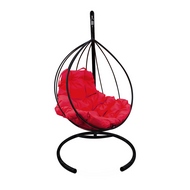 Подвесное кресло  Капля (металл, чёрное с красной подушкой)