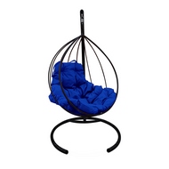 Подвесное кресло  Капля (металл, чёрное с синей подушкой)