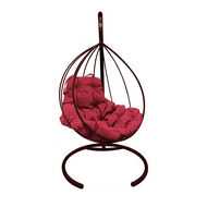 Подвесное кресло  Капля (металл, коричневое с бордовой подушкой)