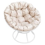 Кресло Папасан  (металл белый с бежевой подушкой)