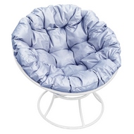 Кресло Папасан  (металл белый с серой подушкой)
