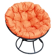 Кресло Папасан  (металл черный с оранжевой подушкой)