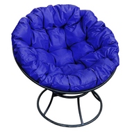 Кресло Папасан  (металл черный с синей подушкой)