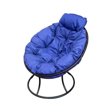 Кресло Папасан Мини (металл черный, подушка синяя)