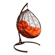 Подвесное кресло Капля  (ротанг, коричневый-оранжевый)