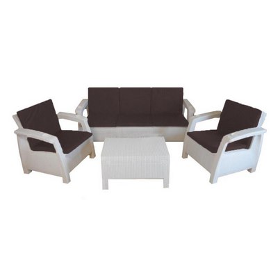 Комплект уличной мебели Yalta Premium Triple Set белый каркас (иск.ротанг)