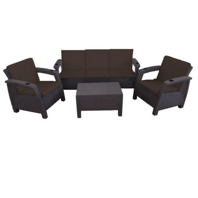 Комплект уличной мебели Yalta Premium Triple Set коричневый каркас (иск.ротанг)