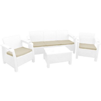 Комплект уличной мебели Yalta Triple Set белый каркас (иск.ротанг)