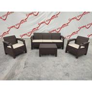 Комплект уличной мебели Yalta Triple Set коричневый каркас (иск.ротанг)