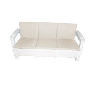 Трехместный диван Yalta Sofa 3 Seat Premium White с подушками (иск.ротанг)