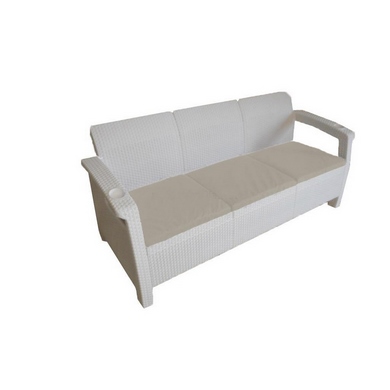 Трехместный диван Yalta Sofa 3 Seat White (иск.ротанг)