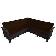 Угловой диван Yalta Corner Set Chocolate Premium с подушками (иск.ротанг)