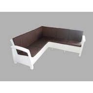 Угловой диван Yalta Corner Set White Premium с подушками (иск.ротанг)