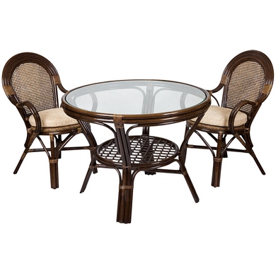 Обеденный комплект (стол 22-02 и 2 кресла 04-21) тёмно-коричневый