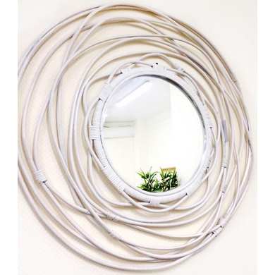 Зеркало из натурального ротанга 50-02-M (белое)