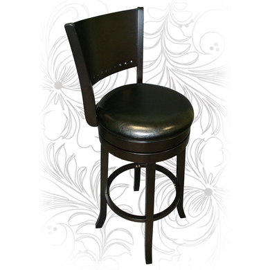 Барный деревянный стул 9292 вращающийся, цвет кожзама: черный