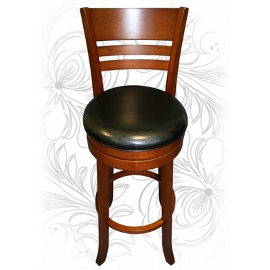 Барный деревянный стул 9393 вращающийся, цвет кожзама: черный