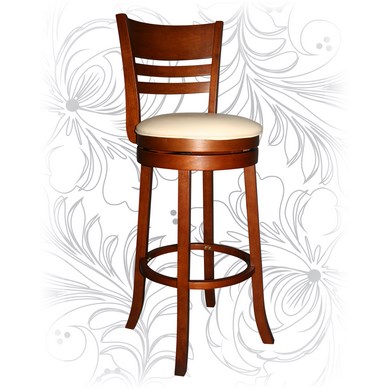 Барный деревянный стул 9393 вращающийся, цвет кожзама: кремовый