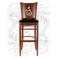 Барный деревянный стул 9131, цвет кожзама: черный