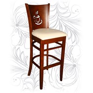 Барный деревянный стул 9131, цвет кожзама: кремовый