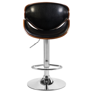 Барный стул 4905 коричневое дерево, цвет кожзама: черный