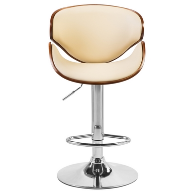 Барный стул 4905 коричневое дерево, цвет кожзама: кремовый