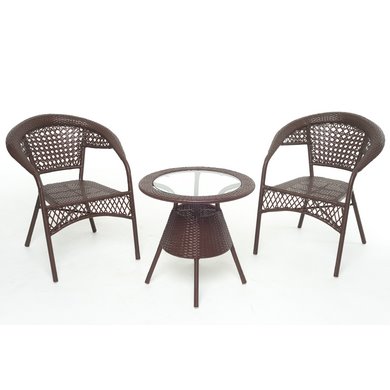 Кофейный набор: стол GG-04-07 и 2 кресла GG-04-04 коричневый