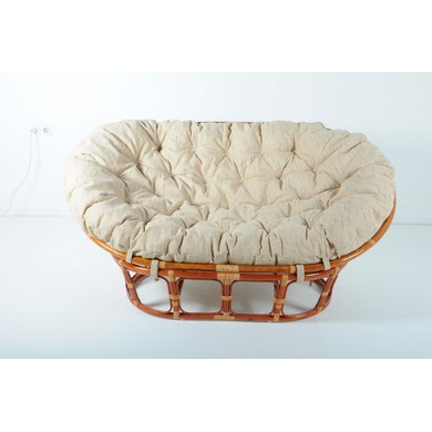 Кресло Mamasan (в комплекте белая подушка) 23-02 натуральный ротанг, коньяк