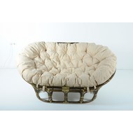 Кресло Mamasan (в комплекте белая подушка) 23-02 натуральный ротанг, олива