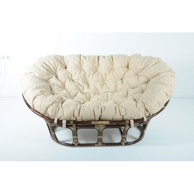 Кресло Mamasan (в комплекте белая подушка) 23-02 натуральный ротанг, темный коньяк