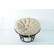 Кресло Papasan (в комплекте белая подушка) 23-01 натуральный ротанг, темный коньяк