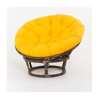 Кресло Papasan (в комплекте желтая подушка) 23-01 натуральный ротанг, темный коньяк