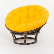 Кресло Papasan (в комплекте желтая подушка) 23-01 натуральный ротанг, темный коньяк