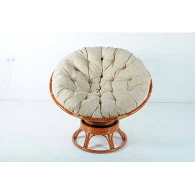 Кресло-качалка Papasan (в комплекте белая подушка) 23-01B натуральный ротанг, коньяк