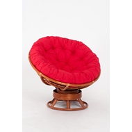 Кресло-качалка Papasan (в комплекте красная подушка) 23-01B натуральный ротанг, коньяк