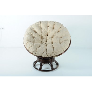 Кресло-качалка Papasan (в комплекте белая подушка) 23-01B натуральный ротанг, темный коньяк