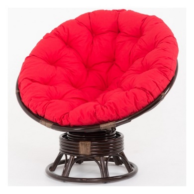 Кресло-качалка Papasan (в комплекте красная подушка) 23-01B натуральный ротанг, темный коньяк